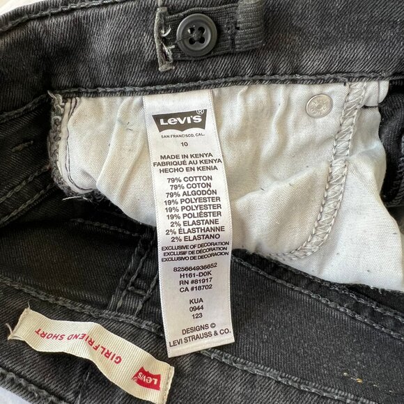 NWOT Levi's Girls' Kids Girlfriend Black Cuffed Stretch Midrise Shortie Sz 10 - Picture 9 of 9